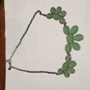 Teal green silver necklace